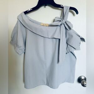 Love Notes Striped Off-Shoulder Top with Bow, L 🦋